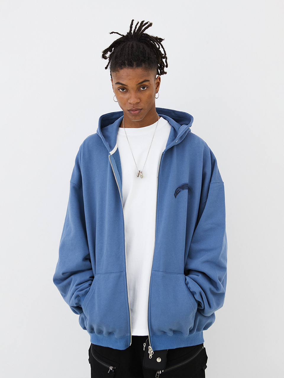 IEY - OVER MOTION LOGO HOODIE ZIP-UP Blue